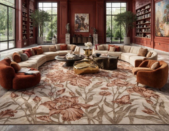 Neutral floral rug